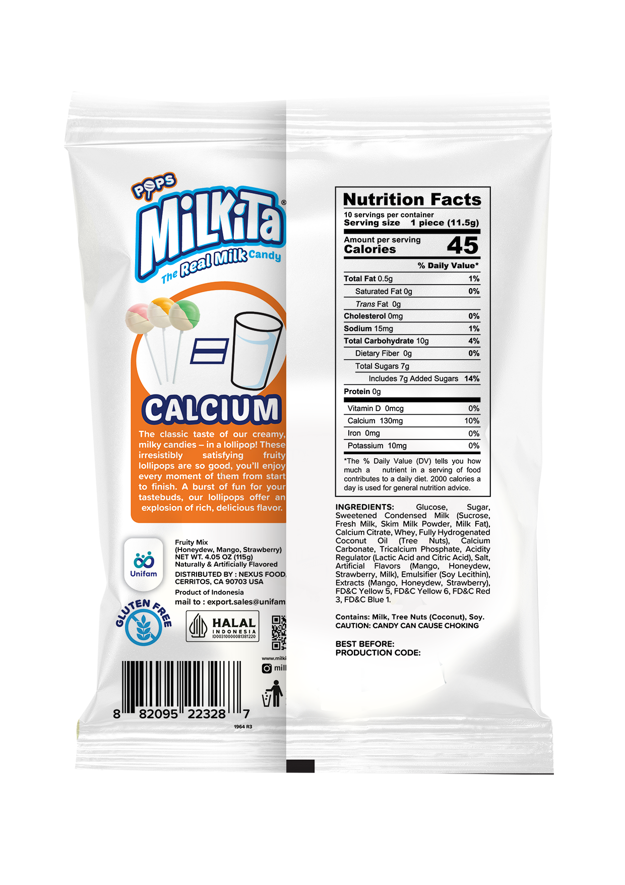 Milkita The Real Milk Lollipop Fruity Mix 115 g