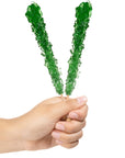 Green Rock Candy Sugar Sticks - Green Apple Flavor [12 Count]