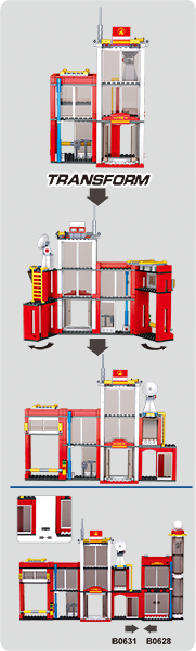 Large Fire Station Building Brick Kit (612 Pcs)