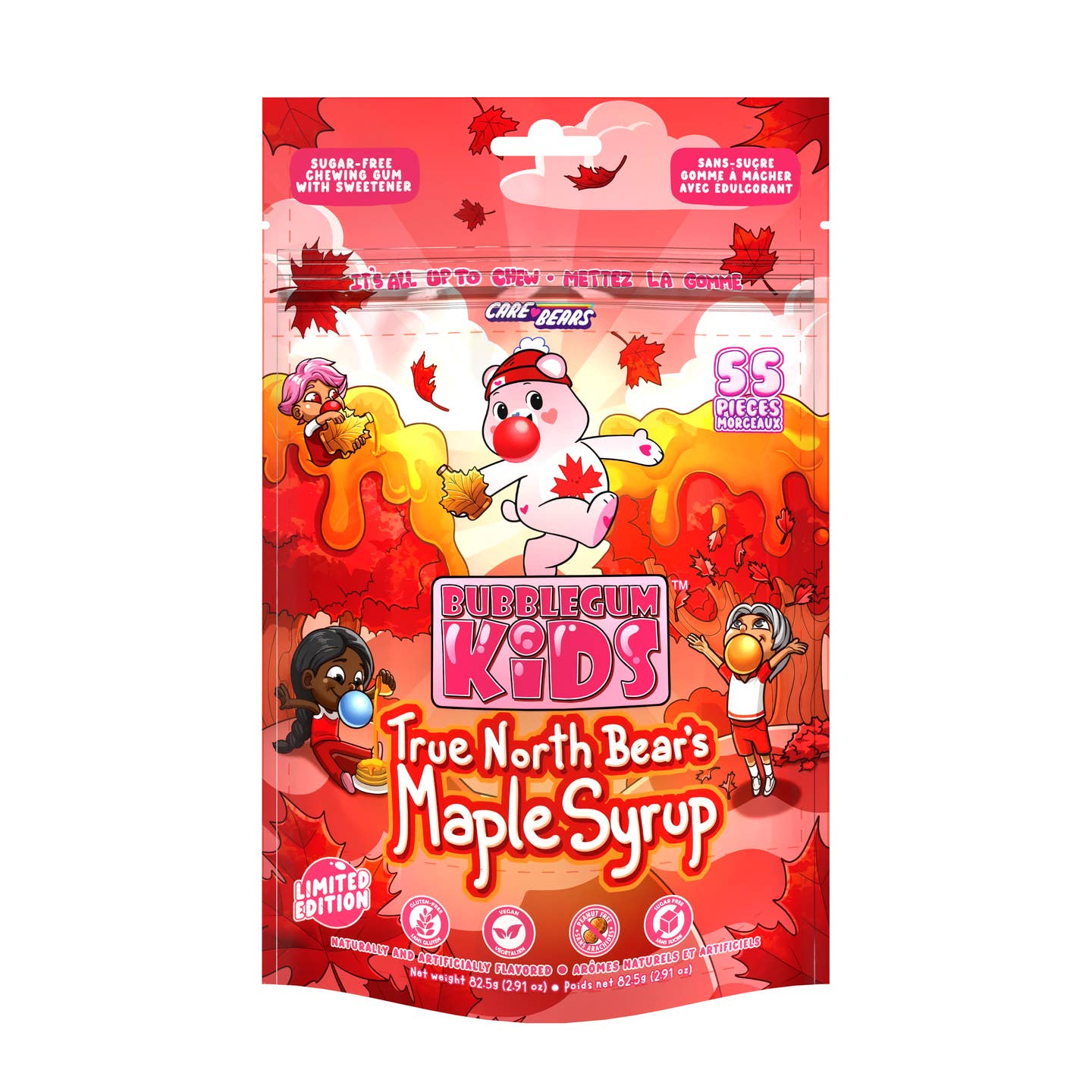 True North Bear Maple Syrup 55 Pc Sugar-Free Gum