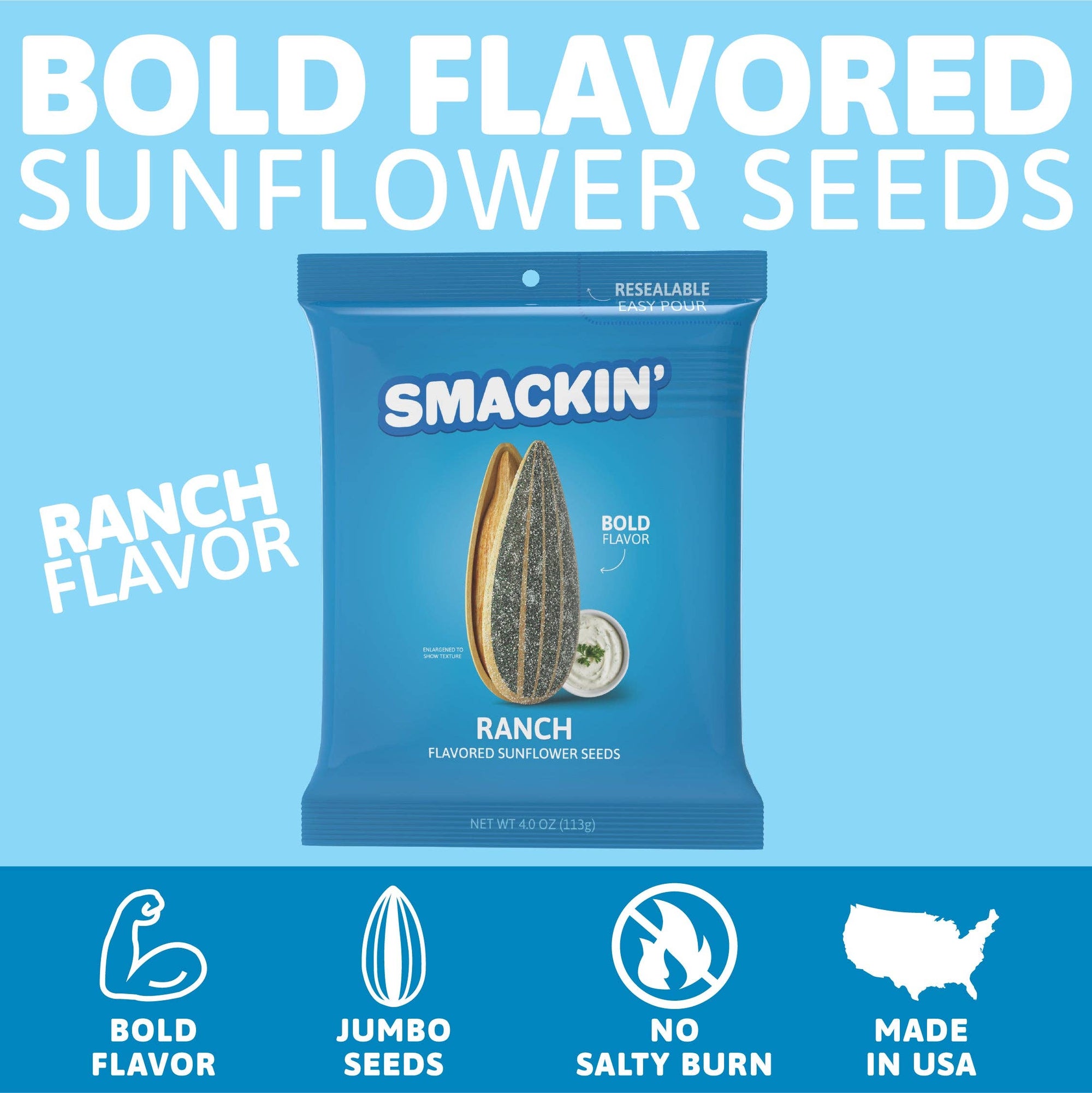 SMACKIN&#39; RANCH Sunflower Seeds (4 oz)