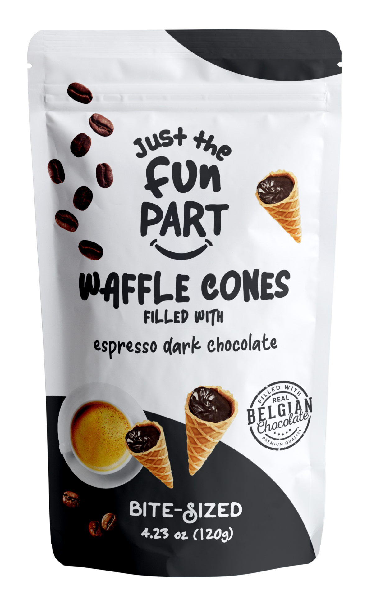 Waffle Cones filled with espresso dark chocolate 120g