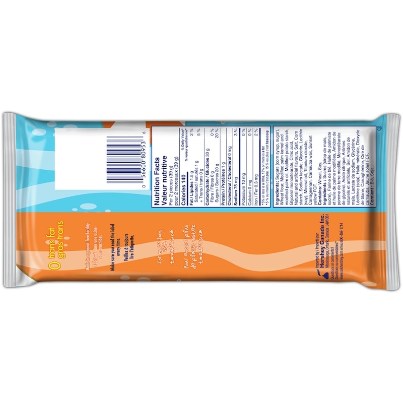 Twizzlers Orange Cream Pop Filled Twists Candy 311 g