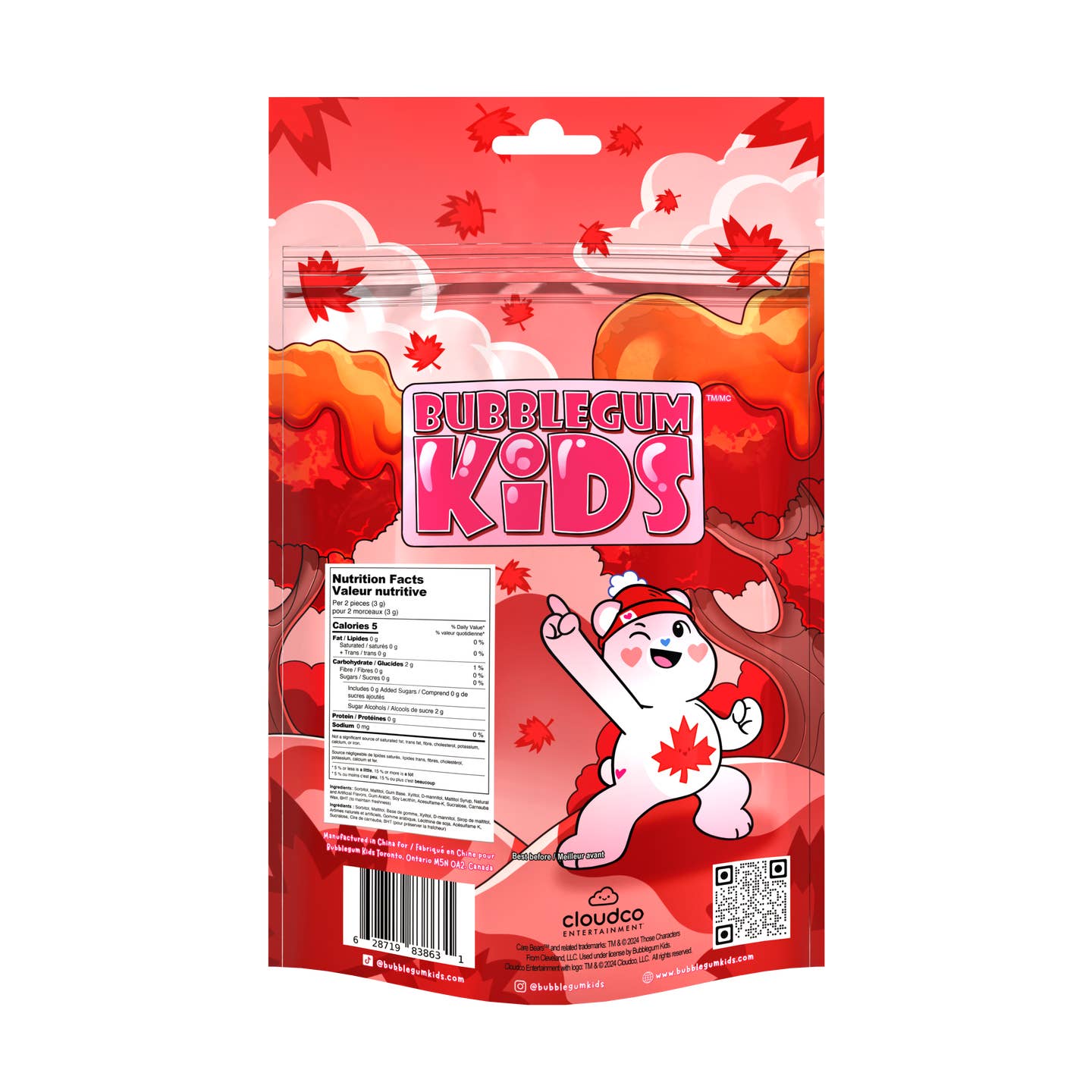 True North Bear Maple Syrup 55 Pc Sugar-Free Gum