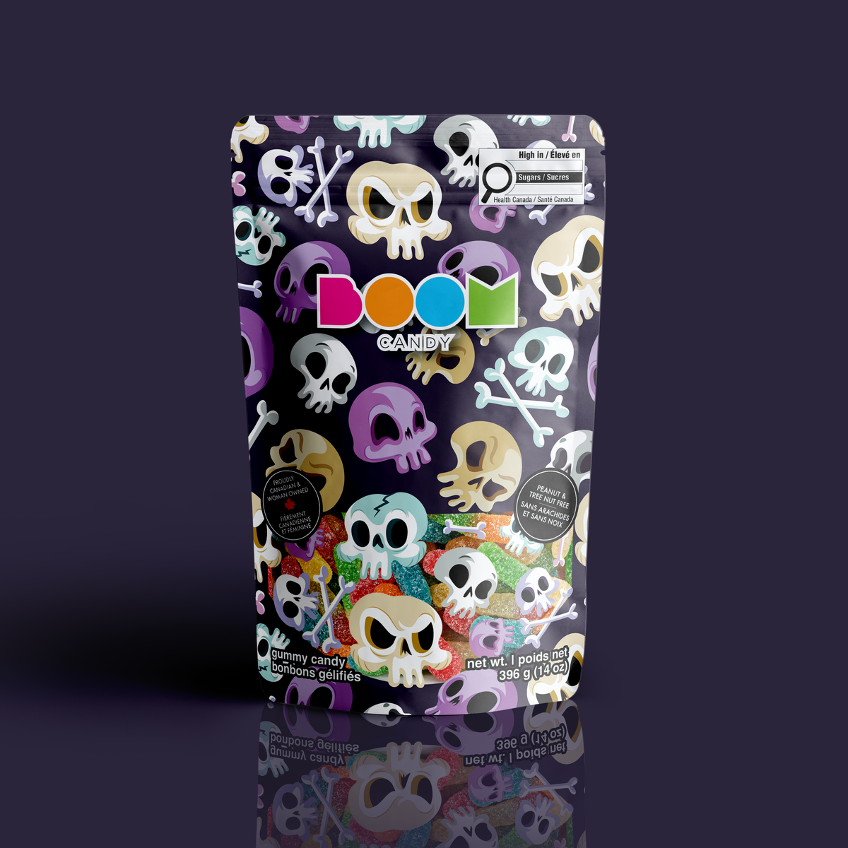 Purple &amp; Teal Skulls | Sour Gummy Worms | 396 g
