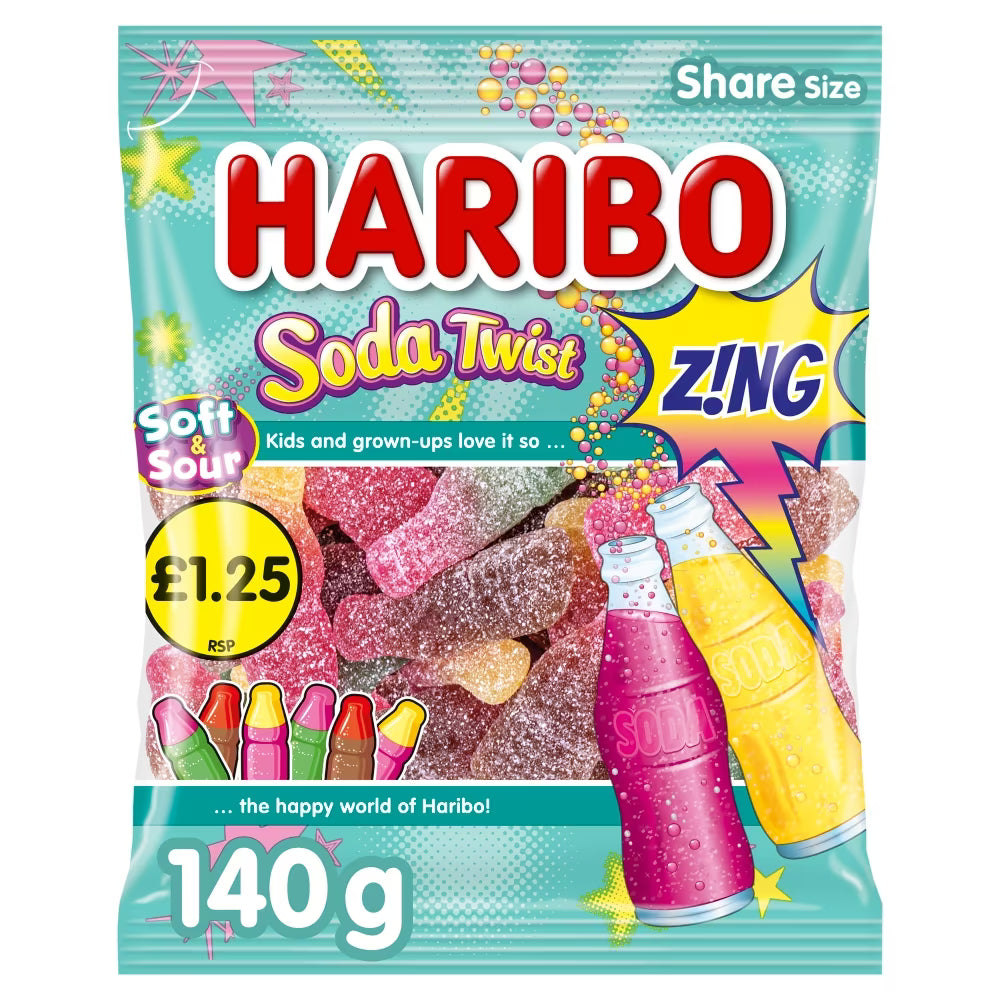 Haribo Soft &amp; Sour Soda Twist Z!ng Bag 140g