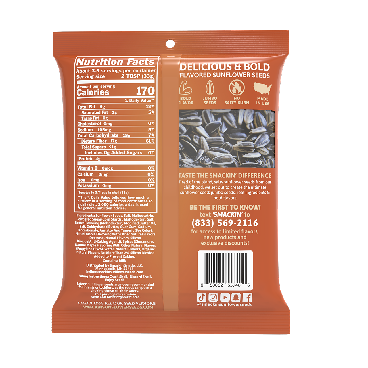 SMACKIN&#39; MAPLE BROWN SUGAR Sunflower Seeds (4 oz)
