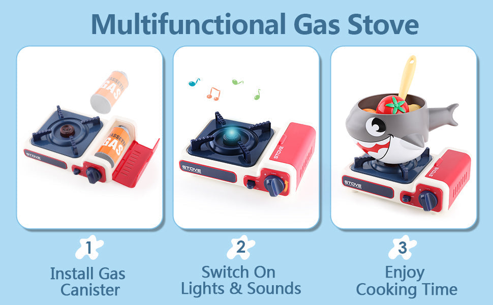 Kids Kitchen Cooking Toy Set Pretend Play Cookware Playset