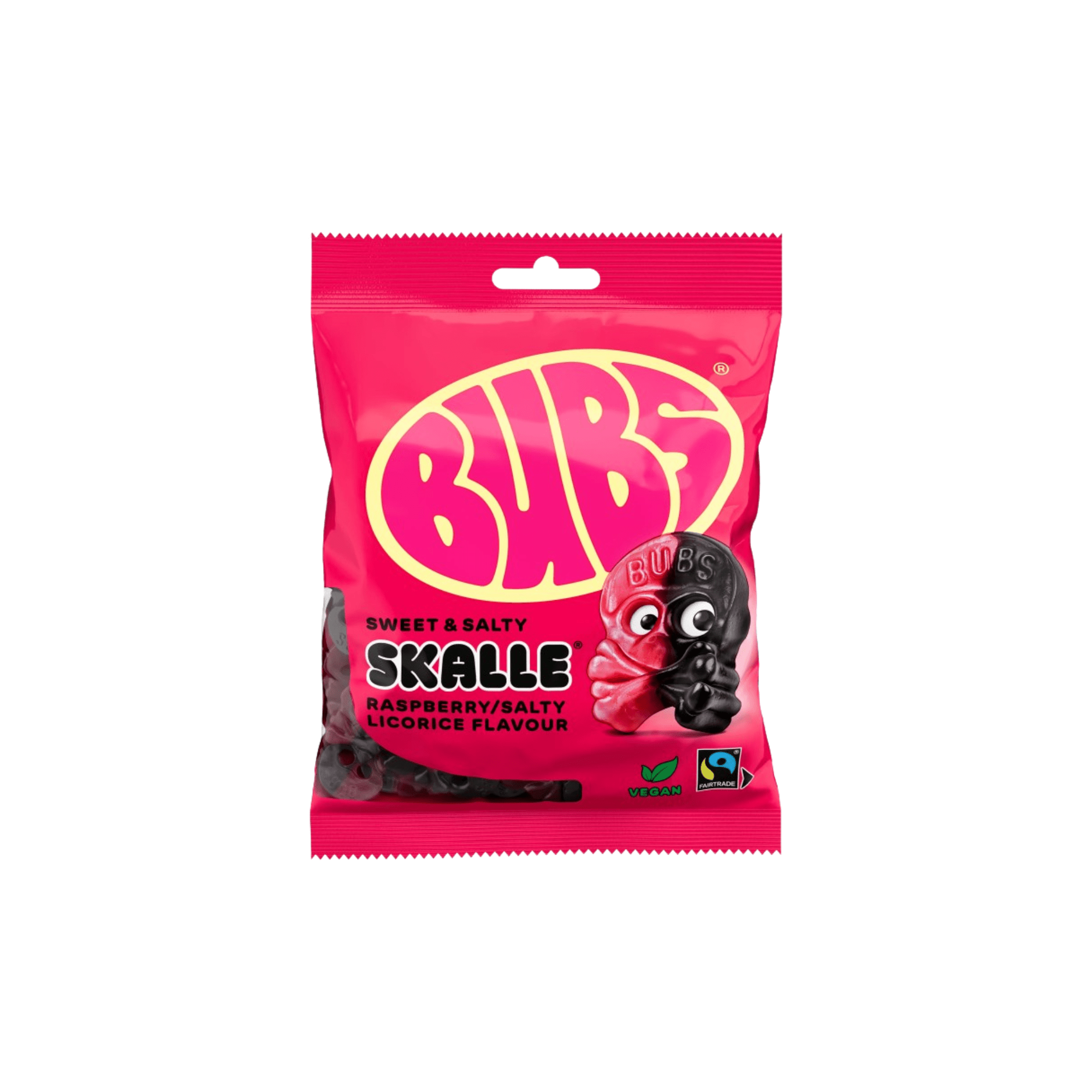 BUBS Raspberry &amp; Liquorice Skulls – 90g Bag