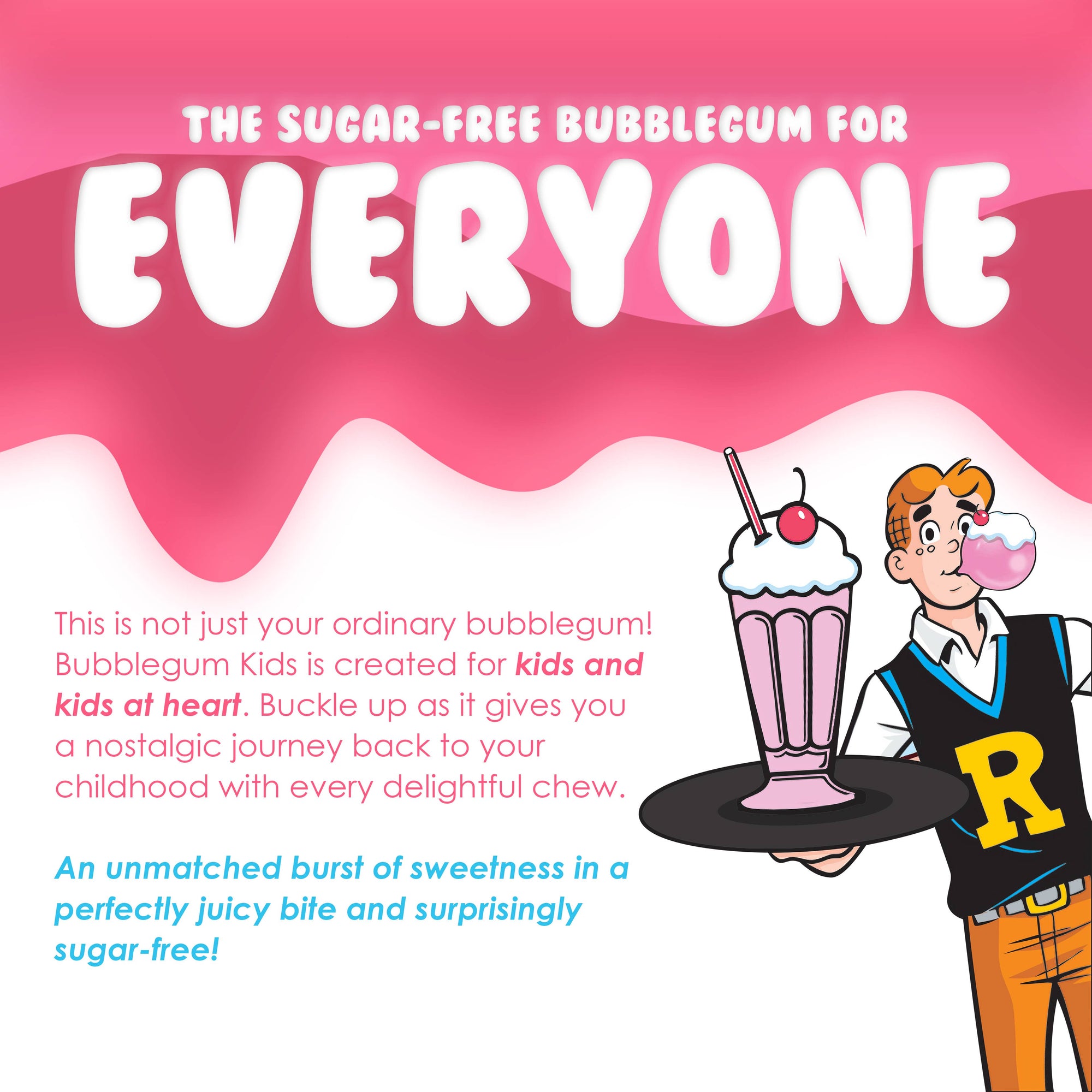 Archie® Milkshake (55 Pc) Creamy Strawberry Sugar Free Gum