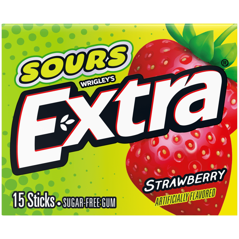 Gum - Wrigley Extra Sour Strawberry - 15 Stick Pack