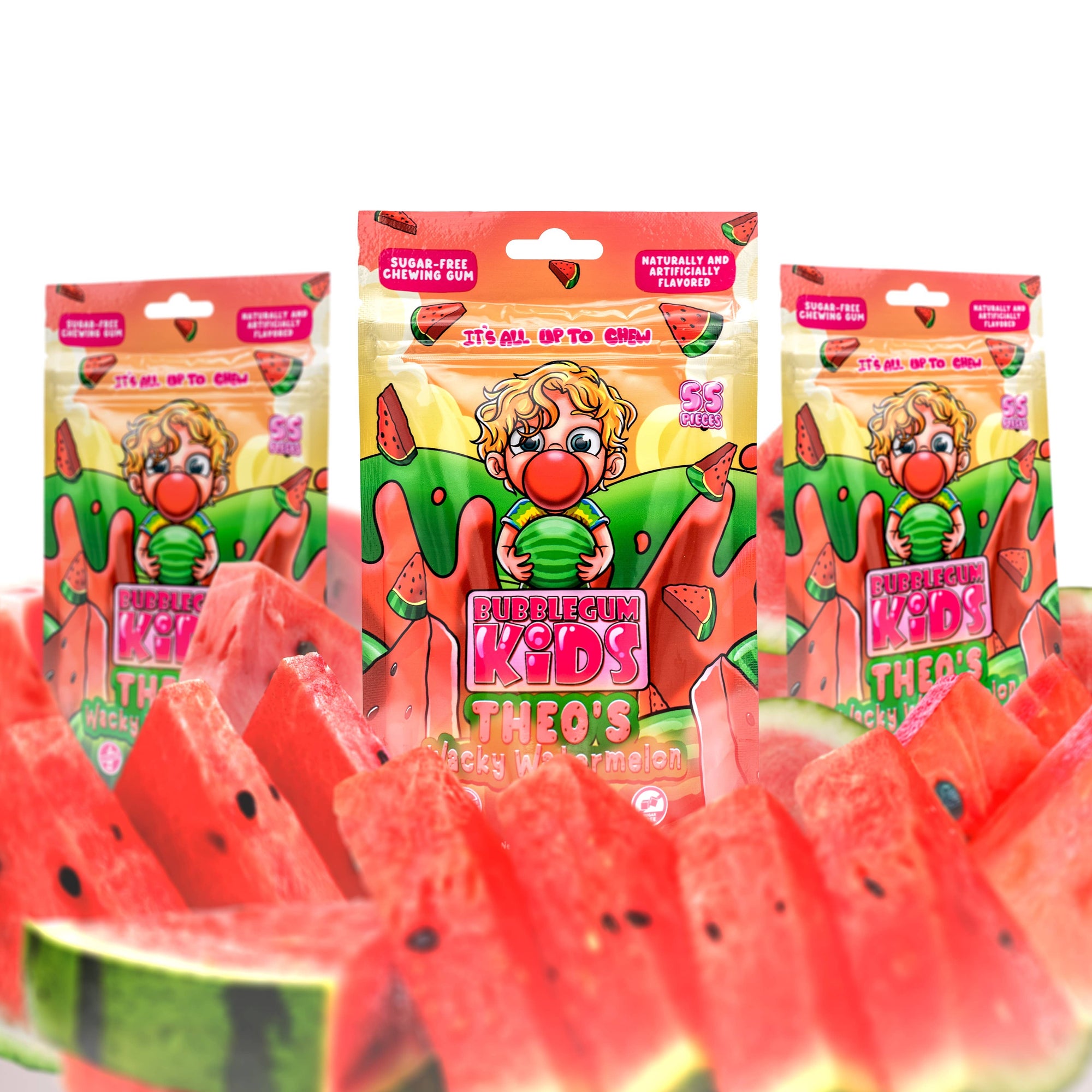 Theo&#39;s Wacky Watermelon (55 Pc) Watermelon Sugar Free Gum