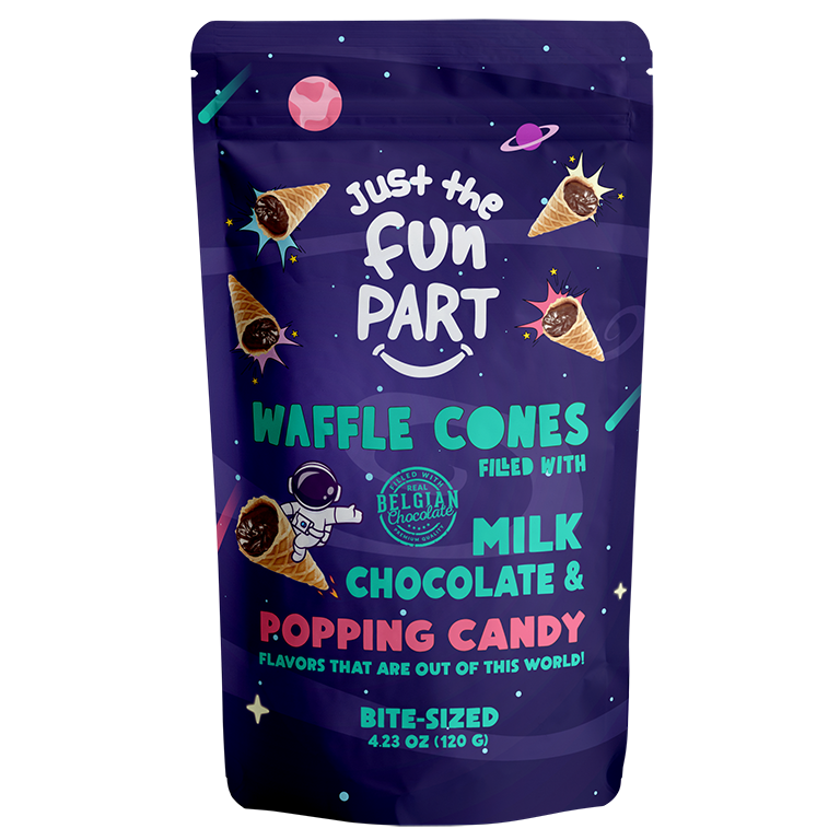 Waffle Cones filled with milk chocolate &amp; popping candy 120g