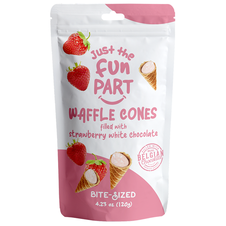 Waffle Cones filled with strawberry &amp; white chocolate 120g