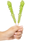 Light Green Rock Candy Sugar Sticks - Watermelon Flavor [12 Count]