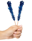Navy Blue Rock Candy Sugar Sticks - Blueberry Flavor [12 Count]