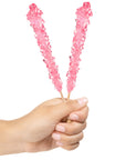Light Pink Rock Candy Sugar Sticks - Cherry Flavor [12 Count]