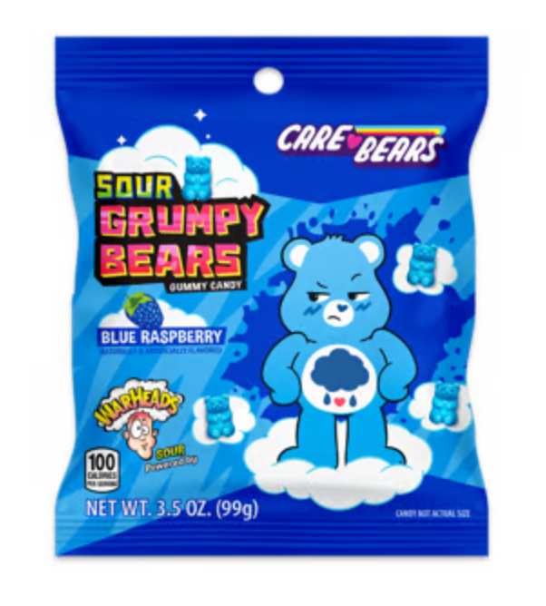 WARHEADS SOUR GRUMPY BEARS PEG BAG - 3.5OZ (99G)