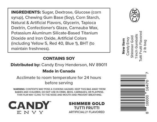 Shimmer Gold 1 inch Round Gumballs [2 LB Bag]