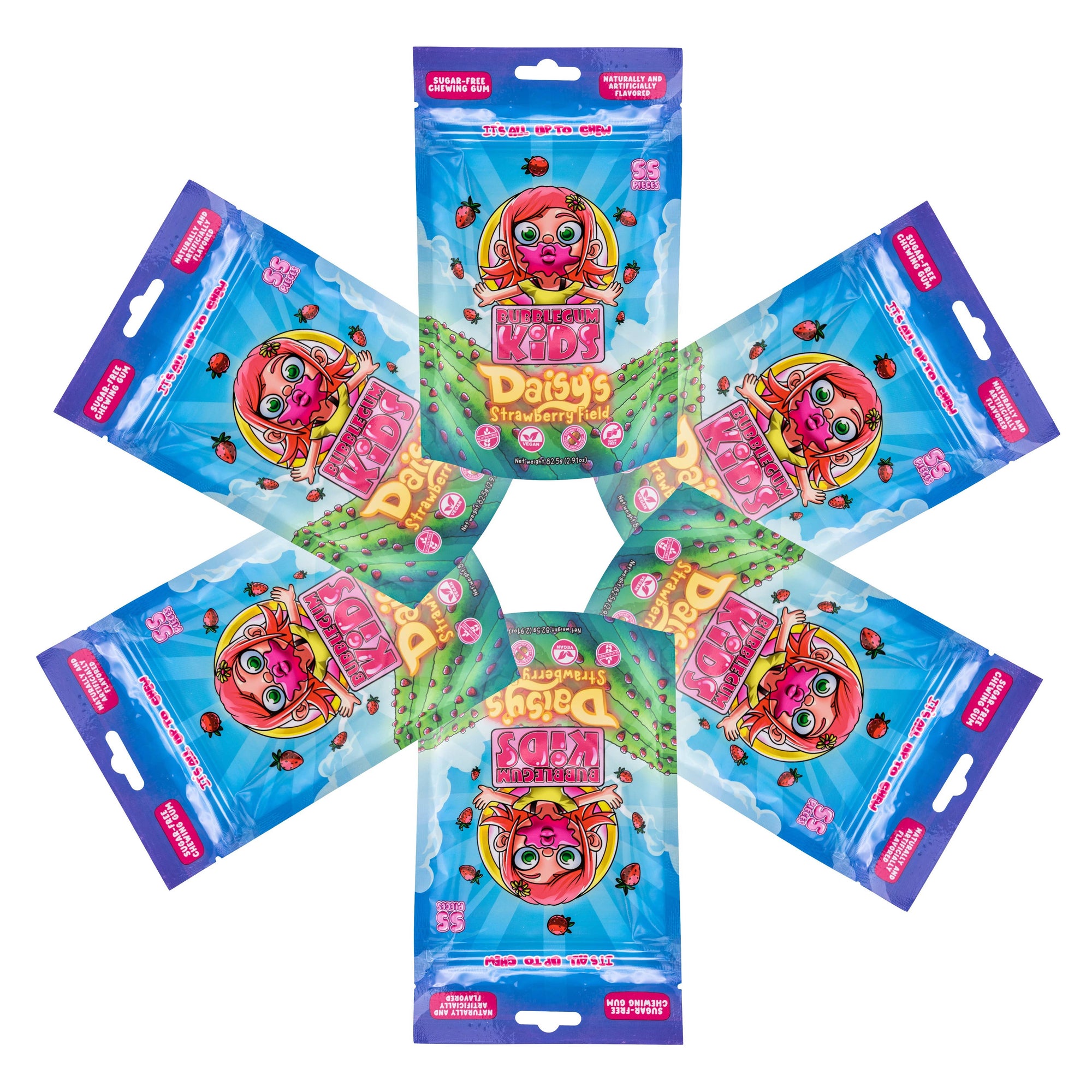 Daisy&#39;s Strawberry Field (55 Pc) Sugar Free Strawberry Gum