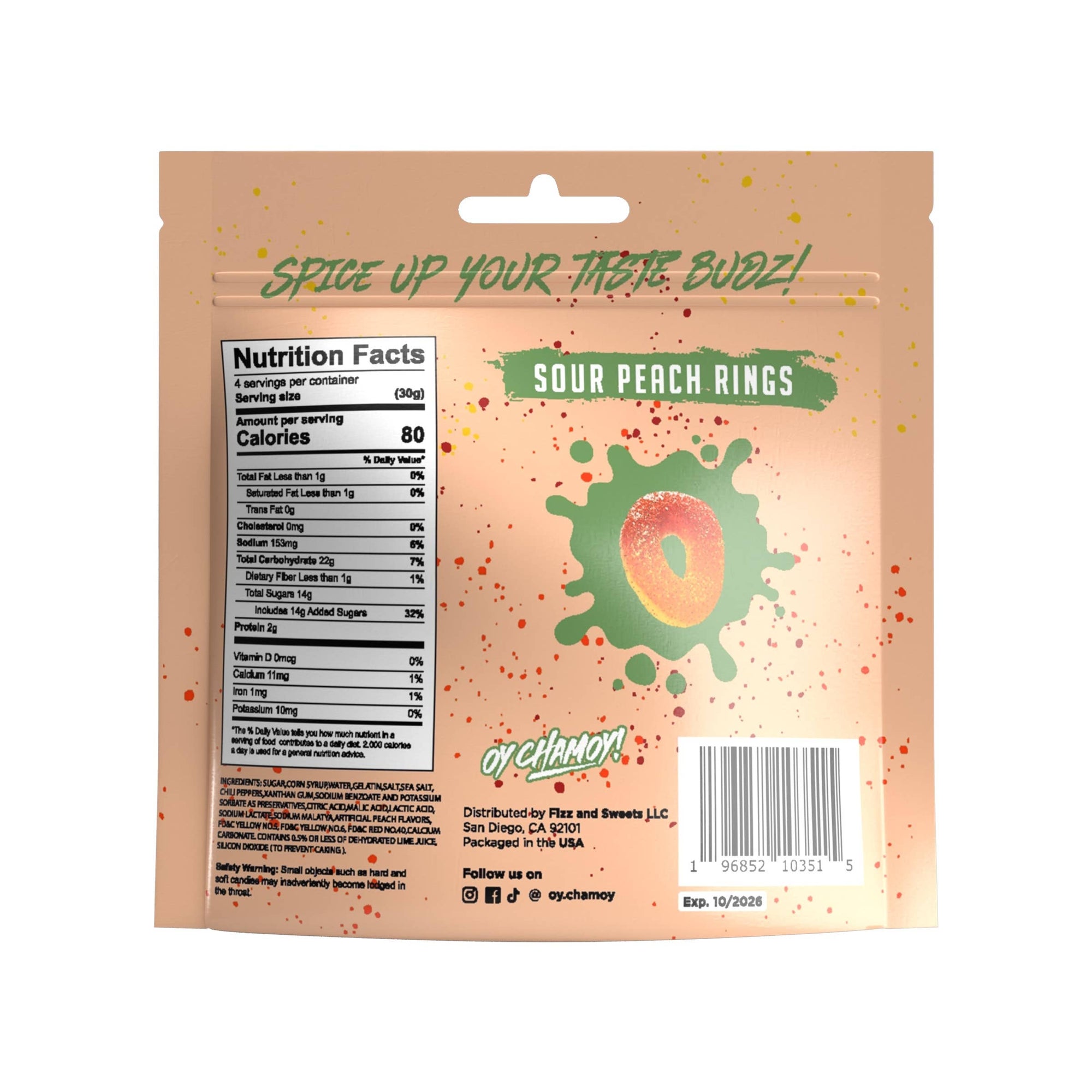 Oy Chamoy! Sour Peach Rings - 4oz.