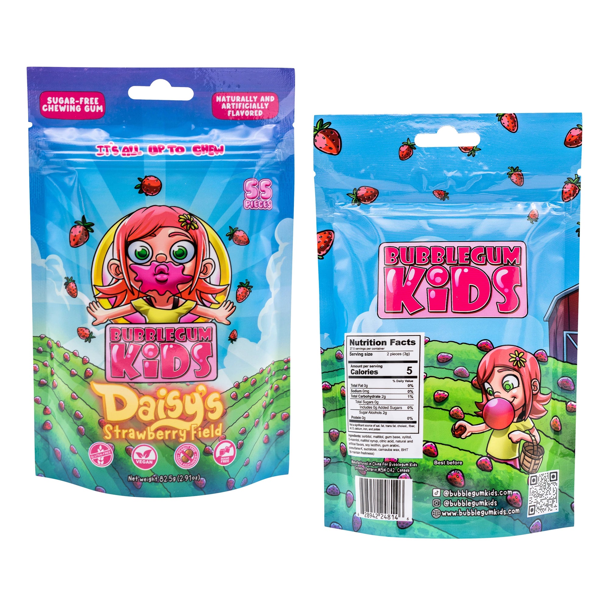 Daisy&#39;s Strawberry Field (55 Pc) Sugar Free Strawberry Gum