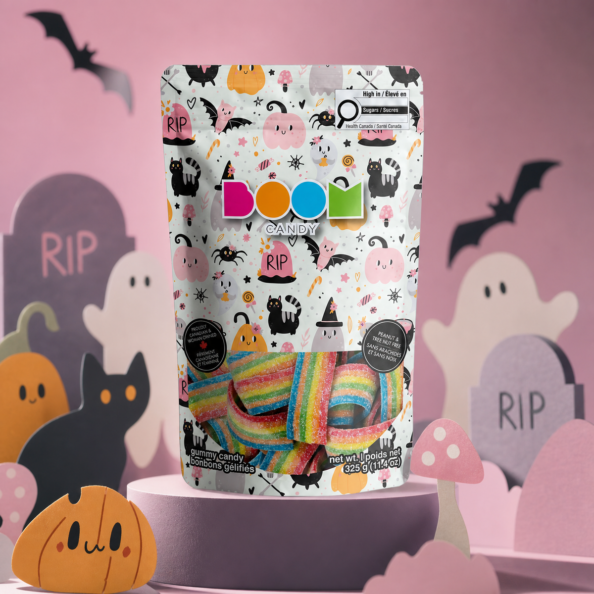 Cute Halloween Pattern | Rainbow Sour Belts | 325 g