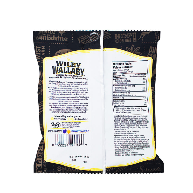 Wiley Wallaby Classic Black Licorice - 113g