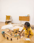 Horse Stable Play World with Wooden Train Tracks