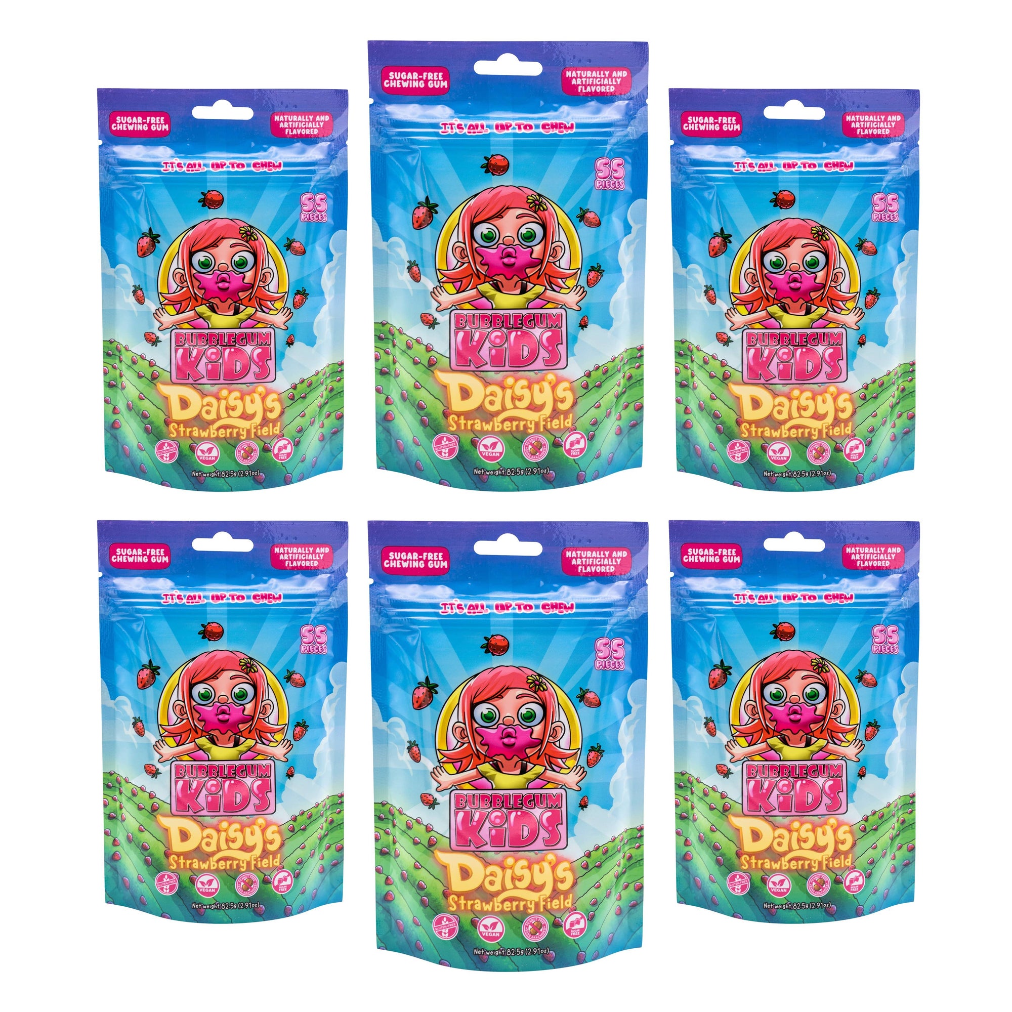 Daisy&#39;s Strawberry Field (55 Pc) Sugar Free Strawberry Gum