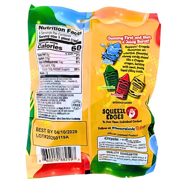 GUPPERZ GUMMY - CRAYOLA CRAYONS 2.54OZ (72G)
