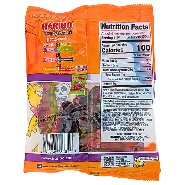 Haribo Crazy Skeletons Sweet Sour 4oz