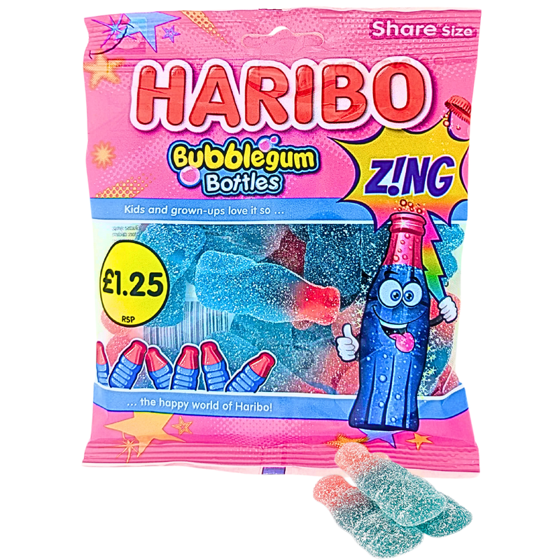 Haribo Fizzy Bubblegum Bottles UK - 140g