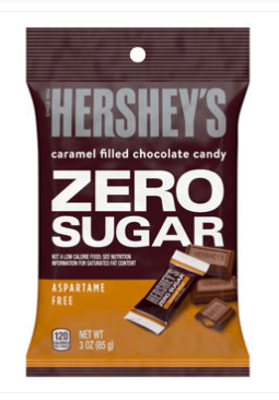 HERSHEYS ZERO SUGAR (SUGAR FREE) CARAMEL CHOCOLATE PEG BAG -3 OZ(85G)