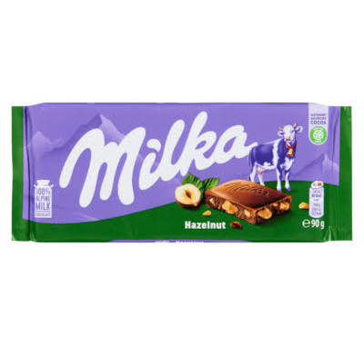 MILKA MILK CHOCOLATE HAZLENUT 90G